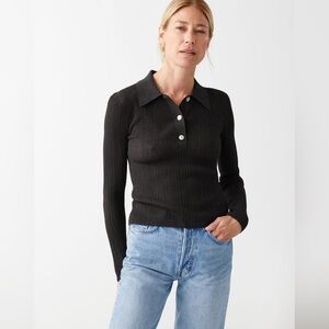 & Other Stories sheer knit gray polo